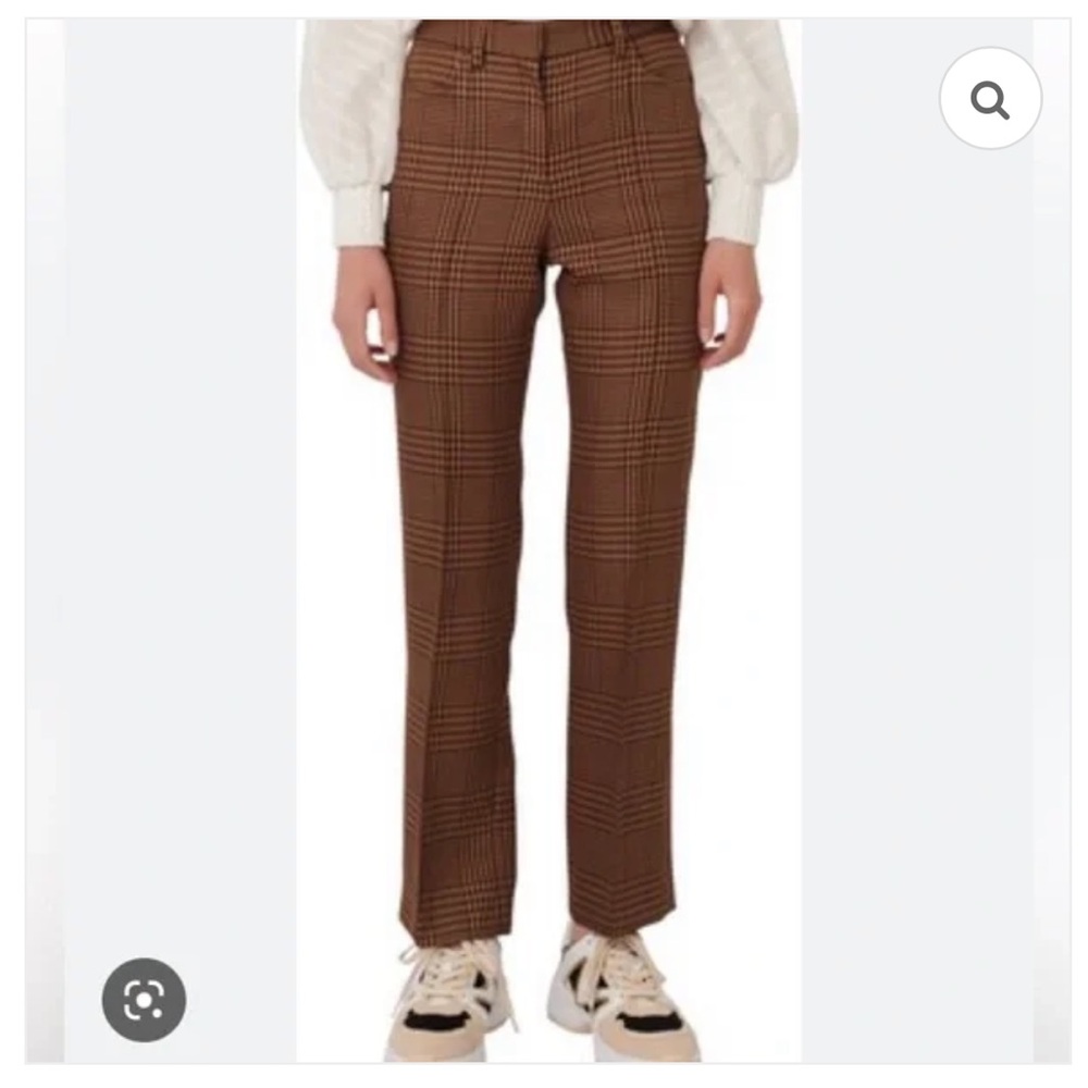 Maje Brown Plaid Trousers